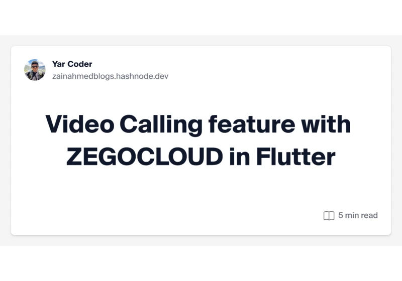 Video Calling feature with ZEGOCLOUD in Flutter