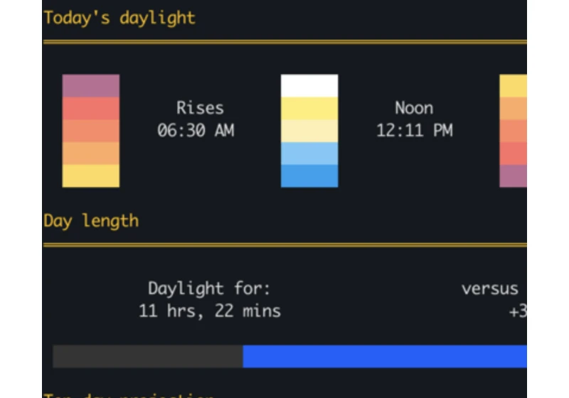 A command-line program for tracking sunrise and sunset times