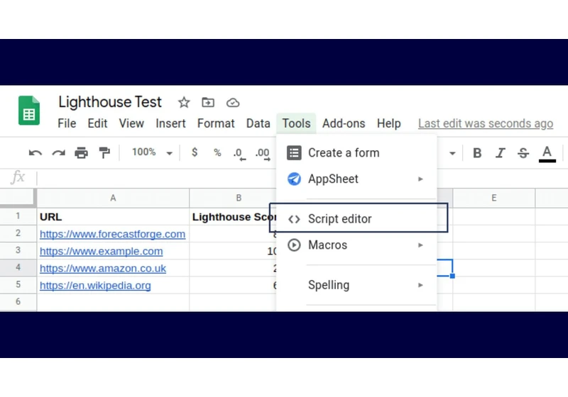 How to show Lighthouse Scores in Google Sheets with a custom function