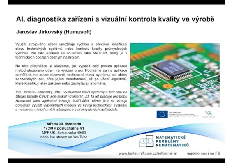 LIVE STREAM | AI, diagnostika a vizuální kontrola kvality – J. Jirkovský [seminář MPN 30. 11.2022]