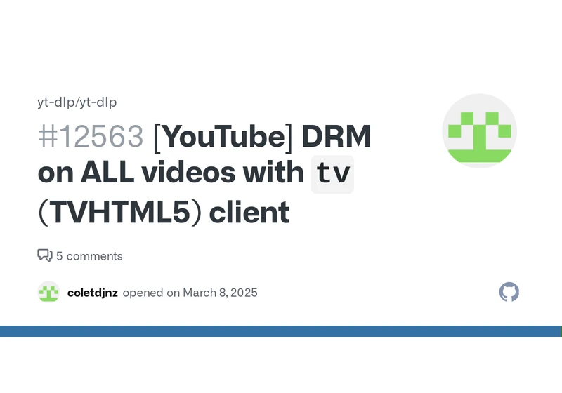 YouTube DRM added on ALL videos with TV (TVHTML5) clients