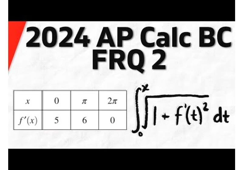 2024 AP Calculus BC FRQ 2 Solution | Calculus 1 Exercises