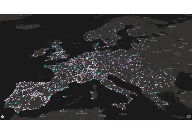 A Pretty Visualisation of the European Power Grid (2022)