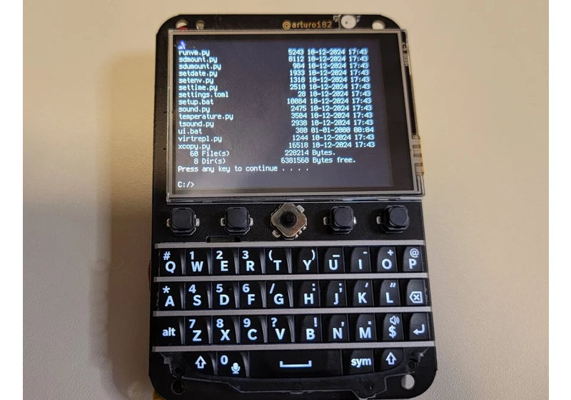  Maker builds Raspberry Pi RP2350 powered PyDOS handheld in a BlackBerry form factor 