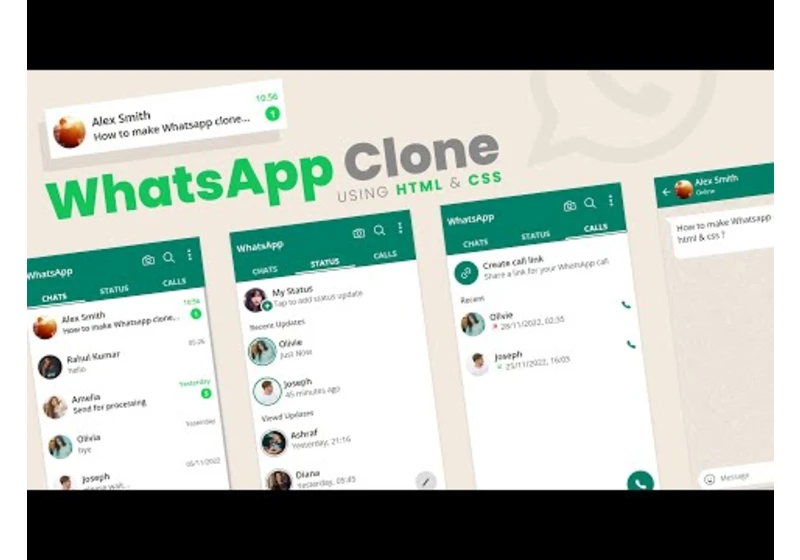 Whatsapp UI Clone in Html and CSS | Chat App Design