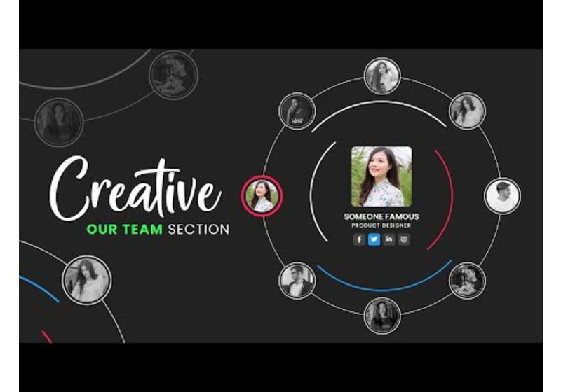 Animated Circular Our Team UI Design using CSS & Vanilla Javascript | Radial Team Section