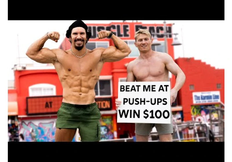 we challenged Body Builders at Muscle Beach