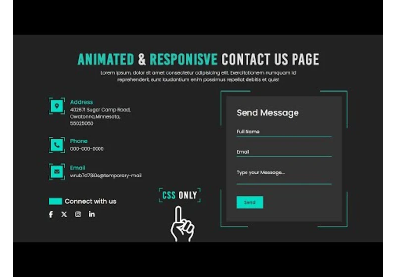 Responsive Contact us Page in Html and CSS | Animated Contact us Form