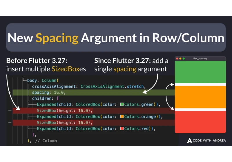 New Spacing Argument in Row/Column (Flutter 3.27)